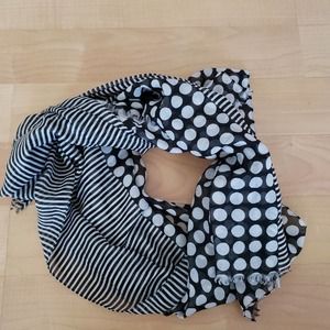 Express Black and White Polka Dot Striped Lightweight Scarf
